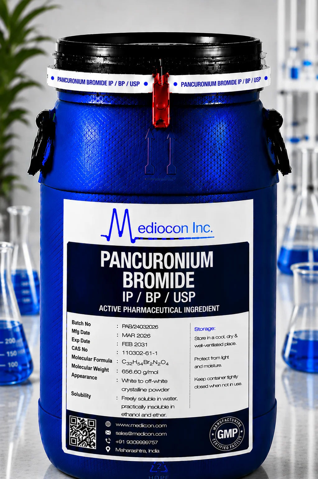 Pancuronium Bromide API Supplier Manufacturer Aurangabad Maharashtra India — Mediocon Inc
