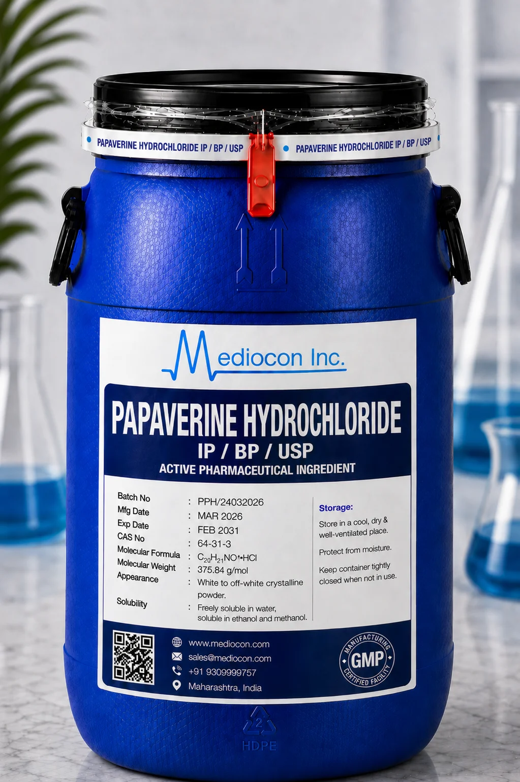 Papaverine Hydrochloride API Supplier Manufacturer Aurangabad Maharashtra India &mdash; Mediocon Inc