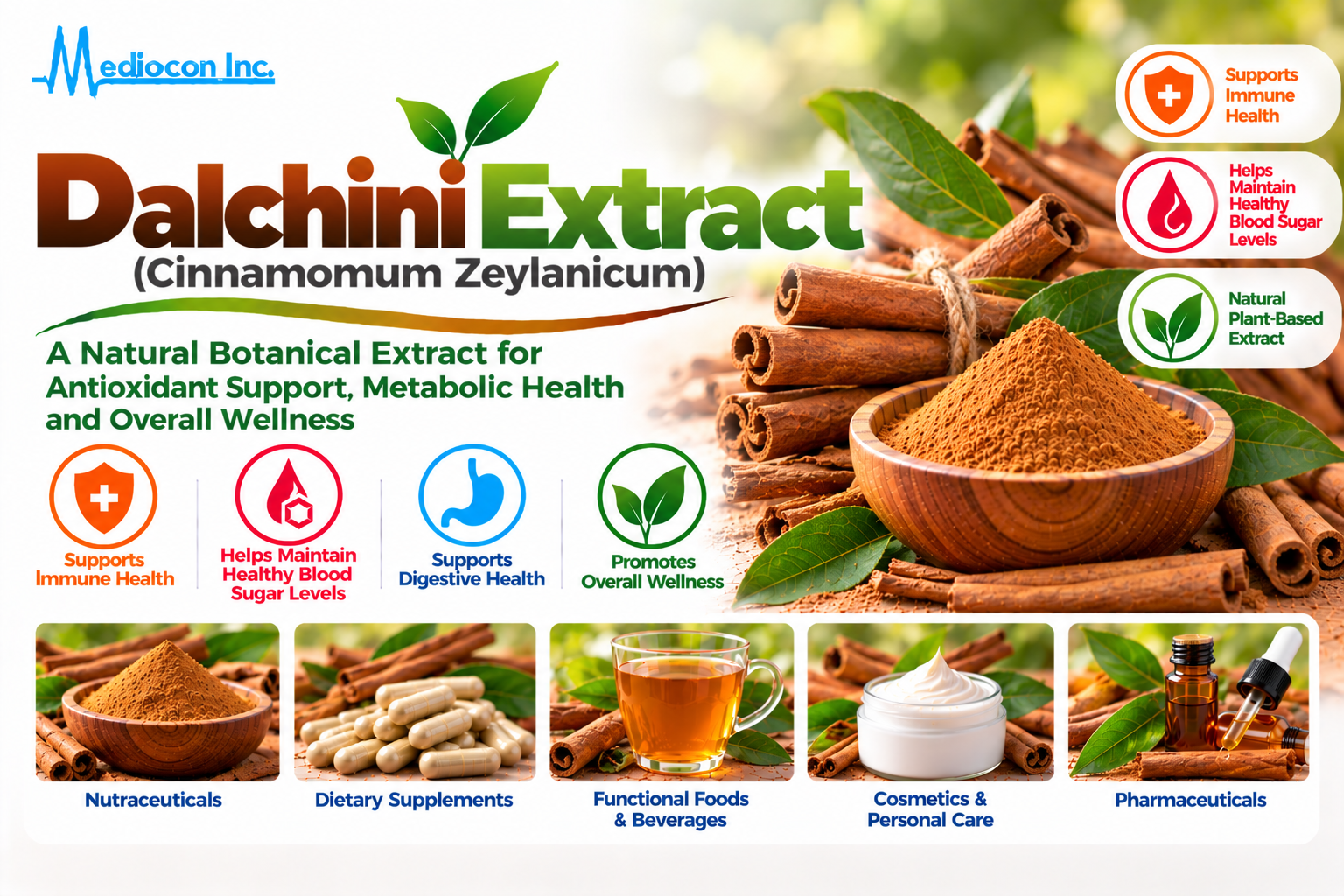 Dalchini Extract (Cinnamomum zeylanicum) Manufacturer in India | Mediocon Inc. — Mediocon Inc