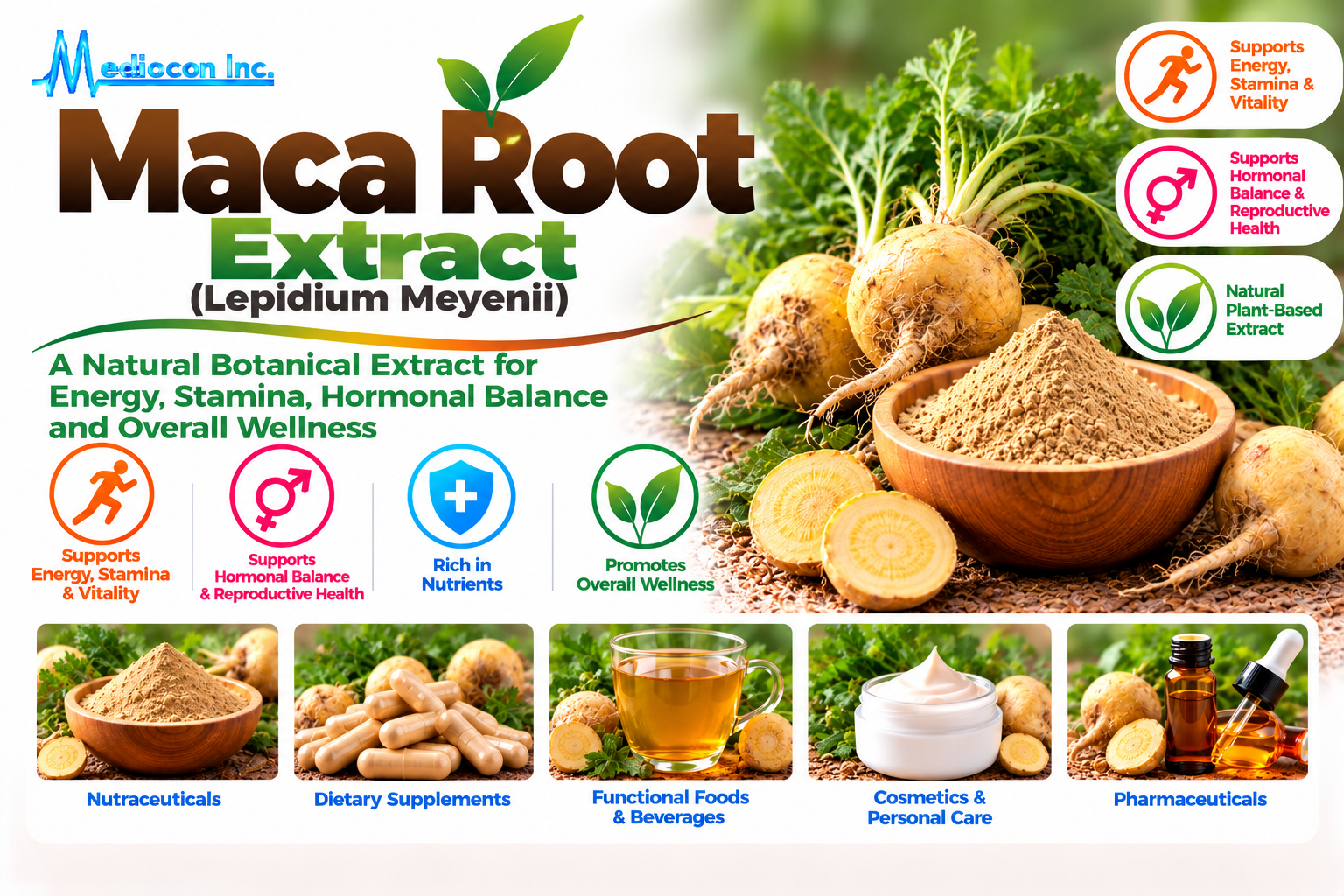 Maca Root Extract (Lepidium Meyenii) Manufacturer in India | Mediocon INC. — Mediocon Inc