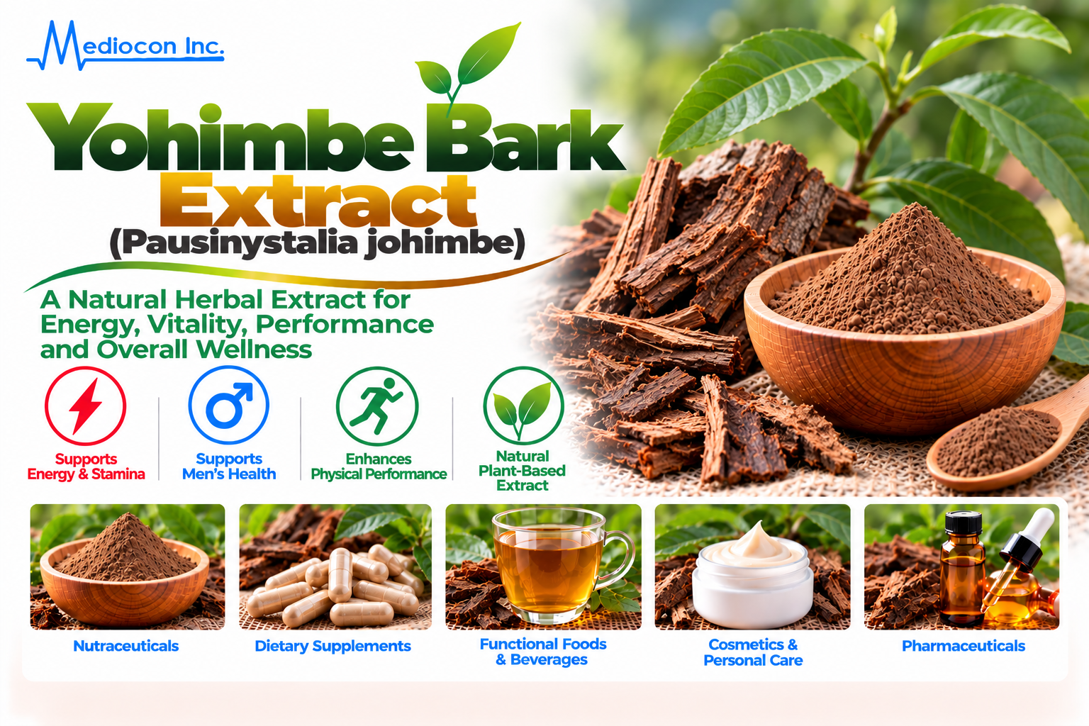 Yohimbe Bark Extract (Pausinystalia johimbe) Manufacturer in India — Mediocon Inc