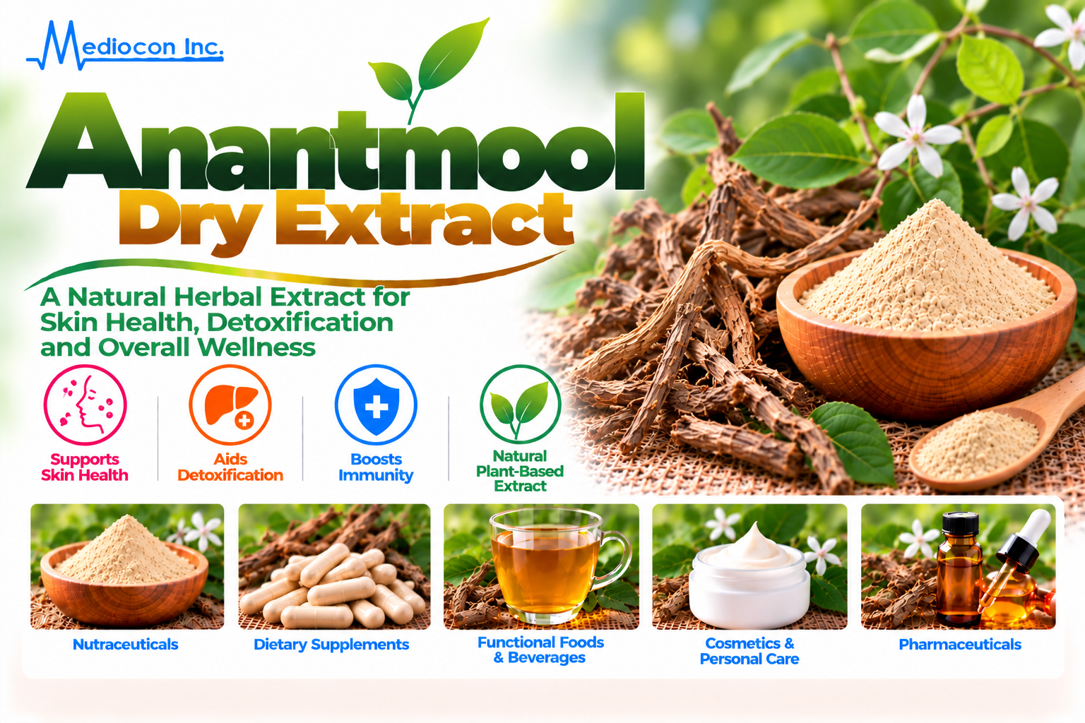 Anantmool Dry Extract (Hemidesmus indicus) Manufacturer in India — Mediocon Inc