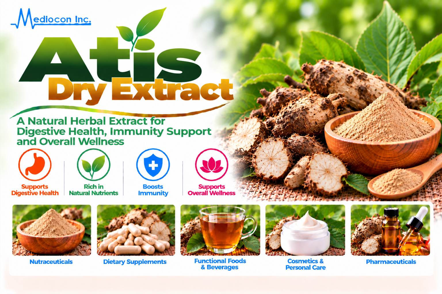 Atis Dry Extract (Aconitum heterophyllum) Manufacturer in India — Mediocon Inc