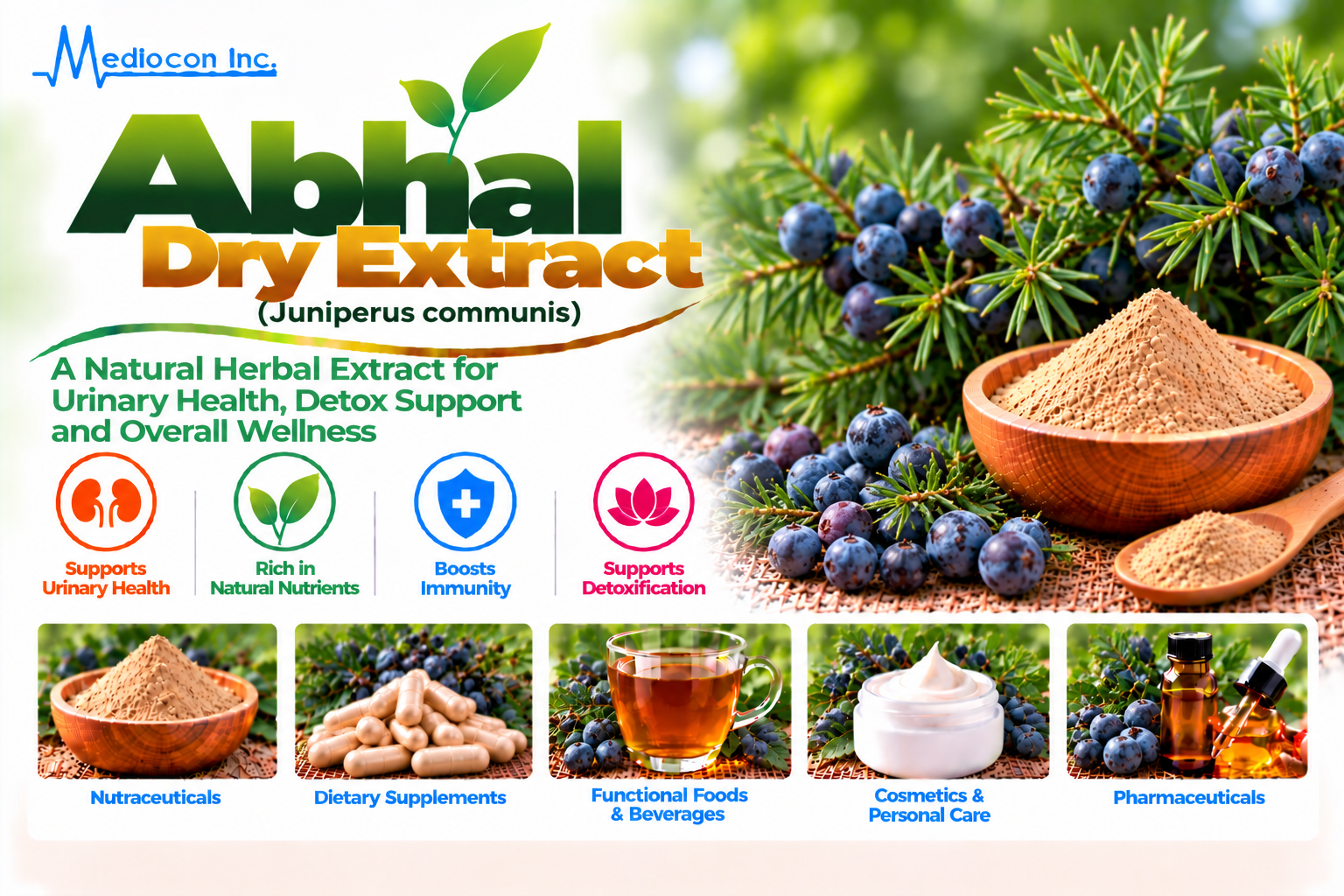 Abhal Dry Extract (Juniperus communis) Manufacturer in India — Mediocon Inc